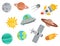 Space landing planets spaceship solar system future exploration space ship rocket shuttle vector illustration