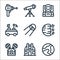 Space line icons. linear set. quality vector line set such as earth, observatory, space capsule, sputnik, astronaut, telescope