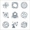 space line icons. linear set. quality vector line set such as earth, telescope, pluto, moon, astronaut, orbit, jupiter, sun