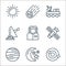 space line icons. linear set. quality vector line set such as galaxy, moon and stars, jupiter, satellite, astronaut, antenna,