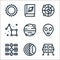 Space line icons. linear set. quality vector line set such as lunar module, earth, space station, alien, mars, constellation,