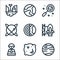 Space line icons. linear set. quality vector line set such as mercury, moon craters, space capsule, earth, planet, research, earth