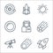 space line icons. linear set. quality vector line set such as rocket, comet, telescope, falling star, astronaut, sun, sun,