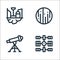 Space line icons. linear set. quality vector line set such as space station, telescope, uranus