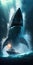 Space megalodon dinosaur with lasers attacks a ship cinematic, action movie