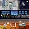 Space mission control center. Rocket launch vector illustration. Astronauts in space station and outer space.