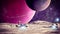 Space outpost, conquest of space. Exoplanets and new worlds to explore. Sci-fi