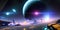 Space panorama, fantastic extraterrestrial landscape, generated by artificial intelligence