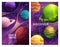 Space planet banners, universe galaxy exploration