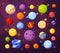 Space planets and stars cartoon vector illustrations set