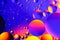 Space or planets universe cosmic abstract background. Abstract molecule atom structure. Colorful water bubbles in water