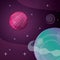 space planets universe stars galaxy cartoon landscape