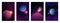 Space posters. Futuristic astronomy backgrounds with galaxy planets and asteroids. Nebula and comets. Universe discovery