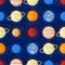 Space print. Seamless vector pattern. Planets of the Solar system on a dark background. Universe, outer space