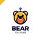 Space Robot Bear logotype. Toy store icon