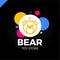 Space Robot Bear logotype. Toy store icon