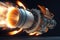 Space rocket engine in full test throttle. Generative Ai