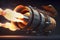 Space rocket engine in full test throttle. Generative Ai