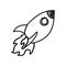 Space rocket flying icon