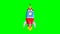 Space rocket flying travelling animation isolated green screen alpha channel