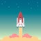 Space rocket launch. Concept for new idea, project start up, new product or service. vector illustration