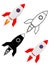 Space rocket retro spaceship set flat icons vector illustration