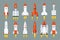 Space rocket start up launch symbol innovation development technology flat design icons set template vector illustration