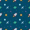 Space rocketship launch seamless pattern.