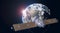 Space satellite communication in orbit around Earth. 3d render orbital sputnik illustration. Elements of this image are furnished