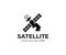 Space satellite logo template. Spacecraft vector design