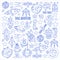 Space, satellite, moon, stars, spacecraft, space station Space hand drawn doodle icons and patterns