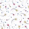 Space seamless background with stars, shooting stars, falling stars, undiscovered galaxy cosmic fantastic and interesting textile