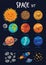 Space set. Collection of cute cartoon planet