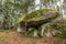 Space ship rock near Thurmansbang megalith granite rock formation in winter in bavarian forest, Germany