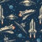 Space ships colorful pattern seamless