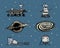 Space shuttle, black hole and galaxy, robot and mars, lunar rover, moonwalker and colony, astronaut exploration