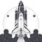 Space shuttle with carrier rockets launch vector