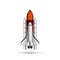 Space shuttle and rocket realistic vector 3d model mockup isolated on white, space mission spaceship getting ready to launch