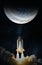 Space Shuttle takes off to jupiter. Elements of this image furnished by NASA