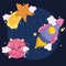 Space spaceship shooting star and planet exploration adventure cute cartoon