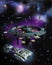 Space station and spaceships in space, 3d rendering