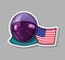 Space sticker with astronauts and the American flag. Vector illustration