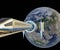 space train, interplanetary transportation with railway connected planet earth to the moon