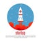 Space travel vector background with rocket, startup new business project concept
