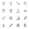 Space, universe line icons set