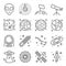 Space vector line icon set. Including Alien, Galaxy, Spaceship, Astronaut and more