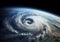 Space view of an incipient tornado becoming a gigantic hurricane, swirling above the Earth