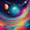 Space vintage poster cosmic Pop and Psychedelic Background