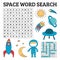 Space word search game for kids