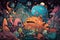 space zoo, with colorful and exotic creatures from across the cosmos